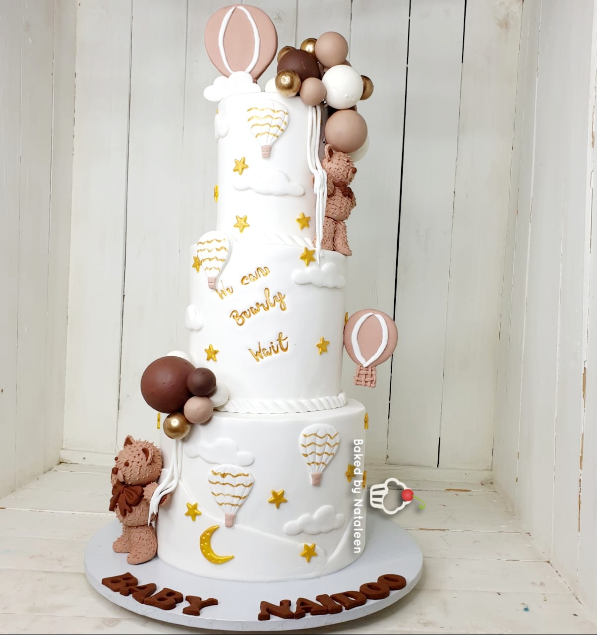 3 Tier Bear Themed Baby Shower Cake - Image 3