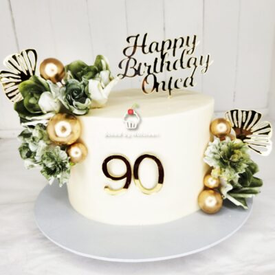 Green and Gold 90th Birthday Cake