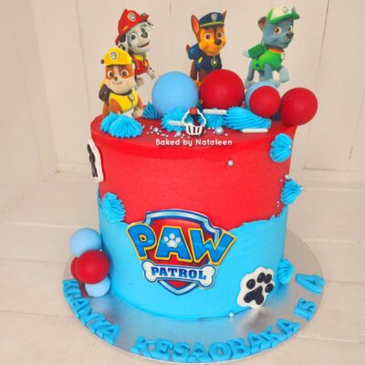 Paw Patrol Red and Blue Buttercream Cake