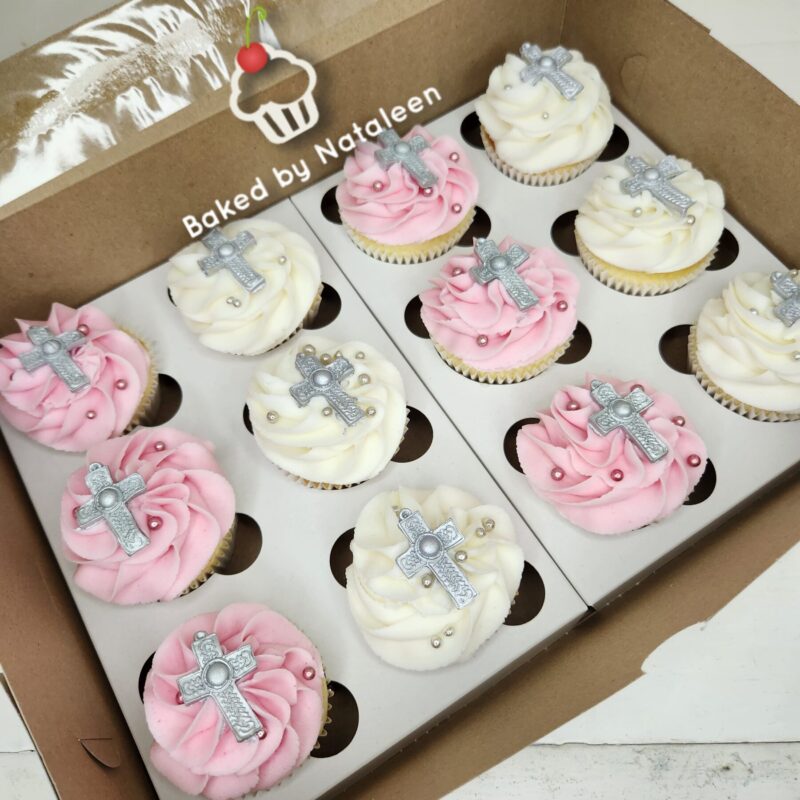 Pink and White Baptism Cupcakes - Image 2