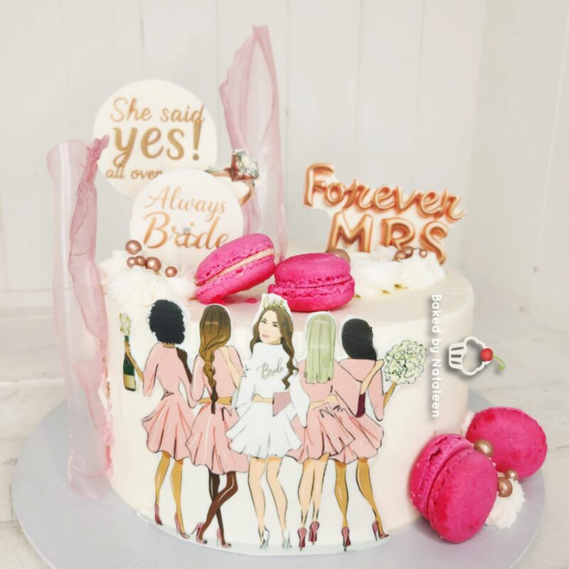 Pink and White Bridal Shower Cake