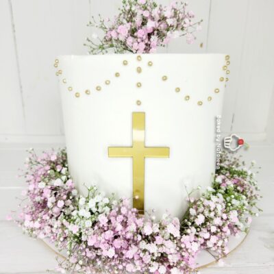 Confirmation Cake With Gold Cross 2