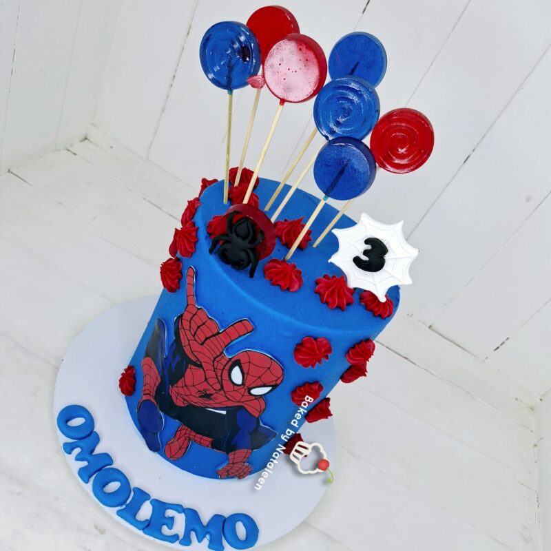 Blue and Red Spiderman Buttercream Cake - Image 2