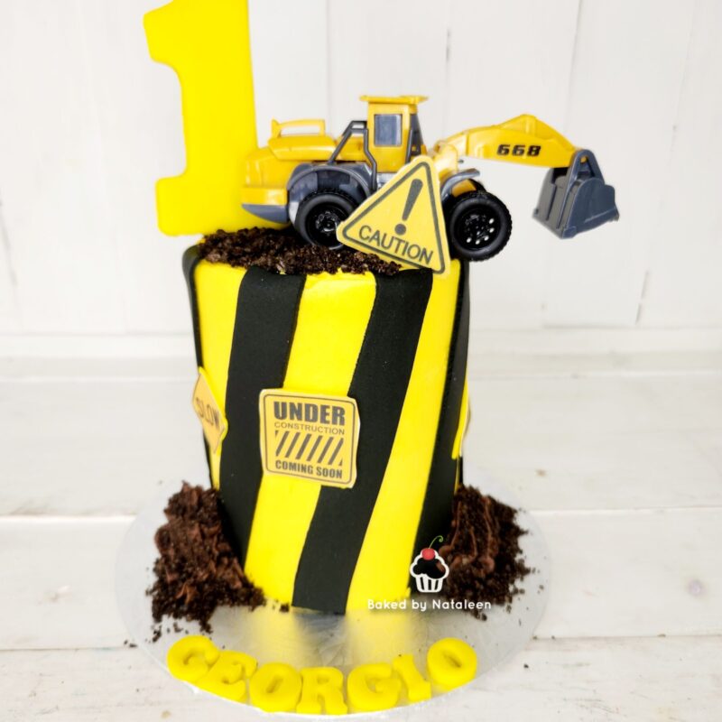 Under Construction 1st Birthday Cake