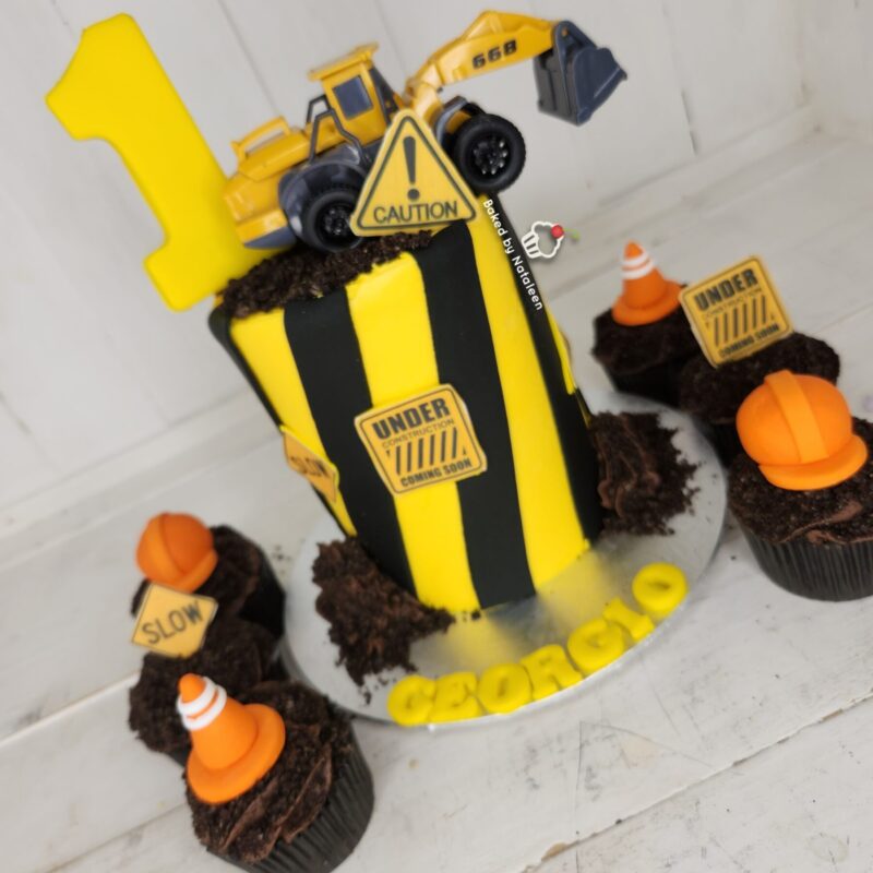 Under Construction 1st Birthday Cake - Image 3