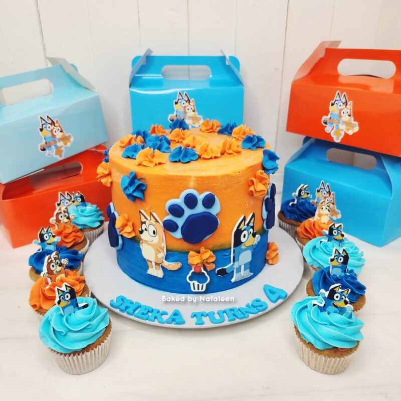 Bluey Orange and Blue Party Cake Combo