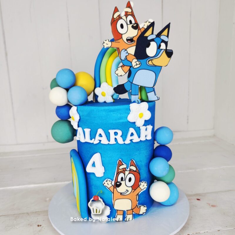 Bluey and Bingo Blue Rainbow Cake