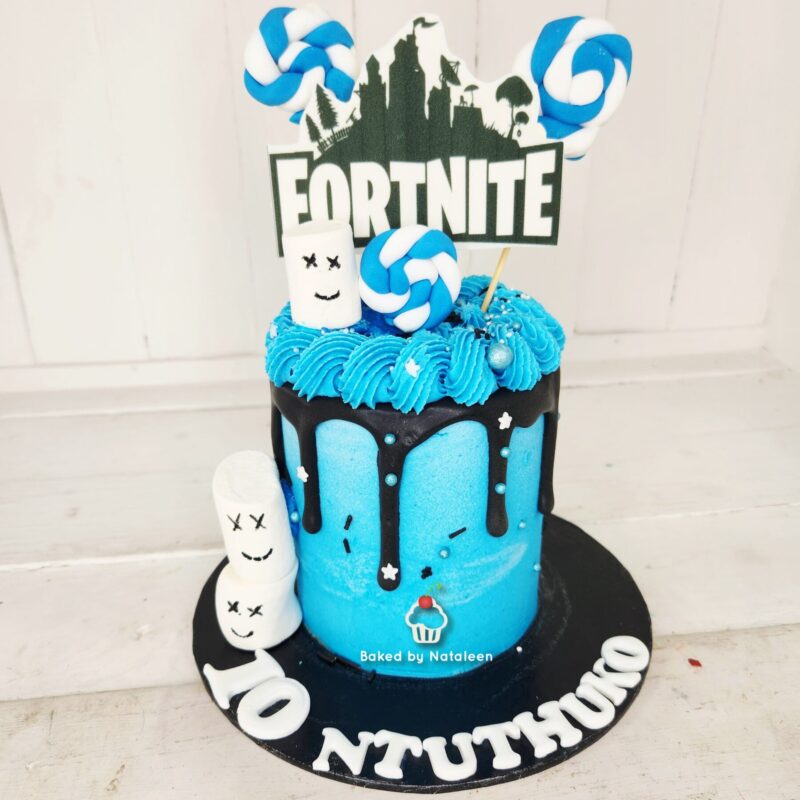 Blue Fortnite Drip Birthday Cake - Image 2