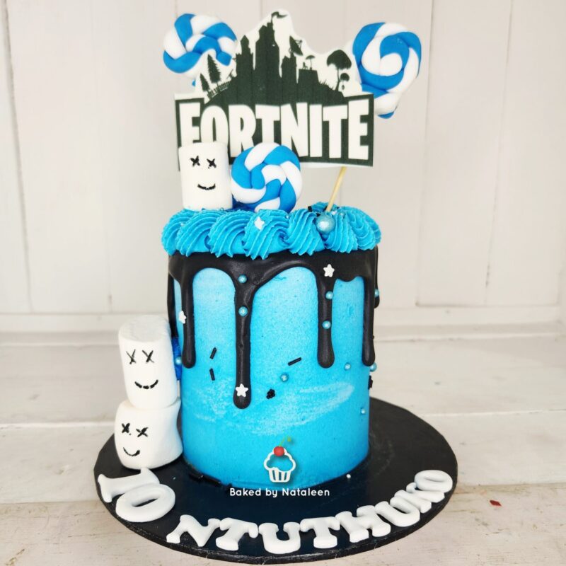Blue Fortnite Drip Birthday Cake