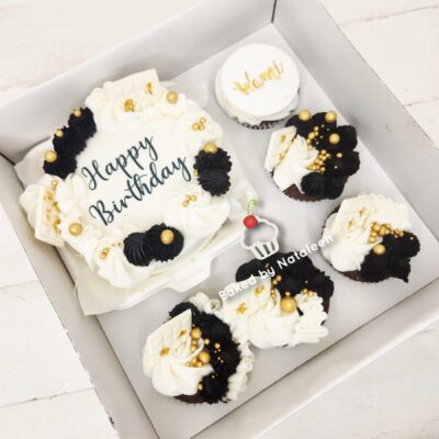 White Gold and Black Bento Box