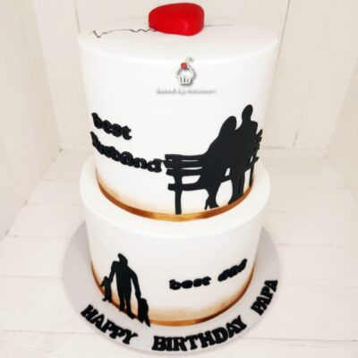 2 Tier Best Papa Silhouette Cake