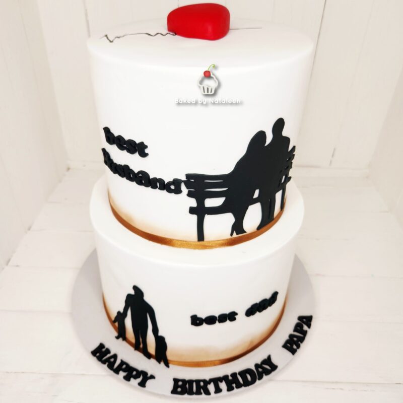 2 Tier Best Papa Silhouette Cake