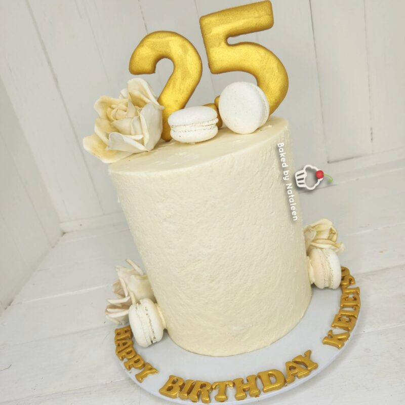 Ivory and White Birthday Cake