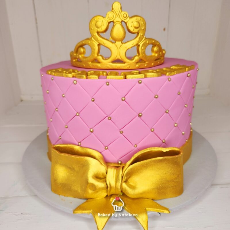 Pink and Gold Princess Birthday Cake