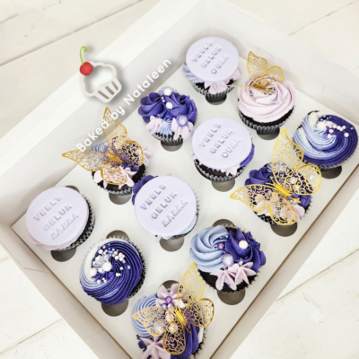 Purple and Gold Butterfly Cupcakes