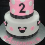 2-tier Minnie Mouse theme birthday cake
