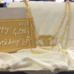 Coco Chanel Handbag Cake in white and gold