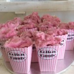 Pink cotton candy in pretty pink polka dot boxes